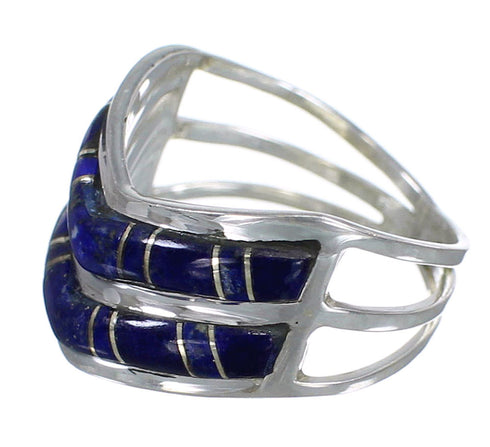 Lapis Inlay Sterling Silver Jewelry Ring Size 5-1/4 FX93494