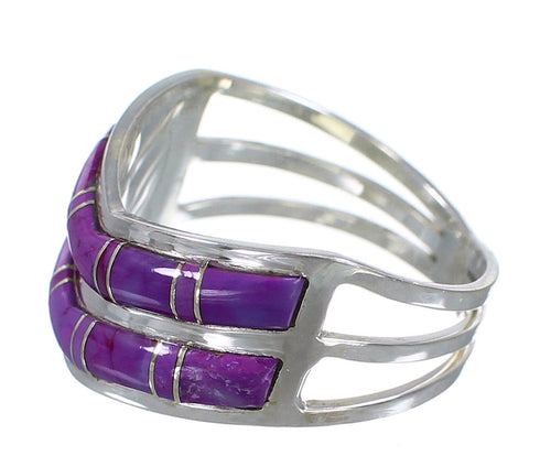 Authentic Sterling Silver Magenta Turquoise Inlay Ring Size 5-1/4 FX93517