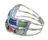 Sterling Silver Multicolor Inlay Jewelry Ring Size 8-3/4 FX93555
