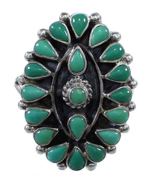 Turquoise Needlepoint Sterling Silver Jewelry Ring Size 8 FX92812