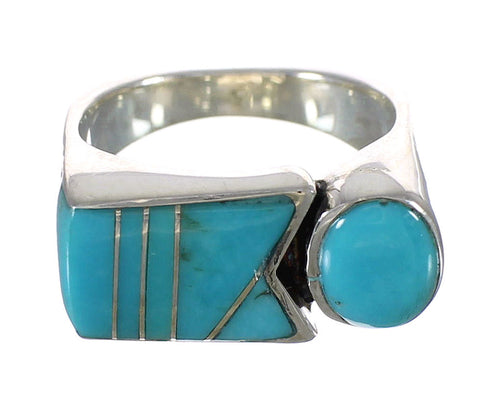 Turquoise Inlay Jewelry Silver Ring Size 6-1/4 AX90613