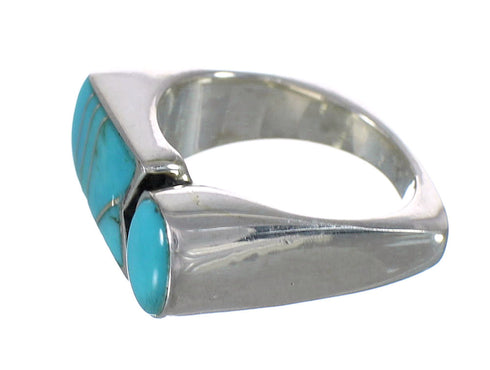 Turquoise Inlay Jewelry Silver Ring Size 6-1/4 AX90613