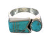 Turquoise Inlay Jewelry Silver Southwestern Ring Size 7 AX90616