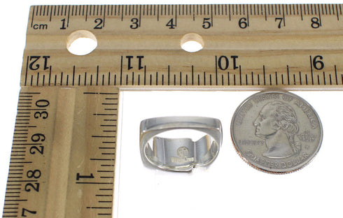 Turquoise Inlay Authentic Sterling Silver Ring Size 7-1/2 AX90639