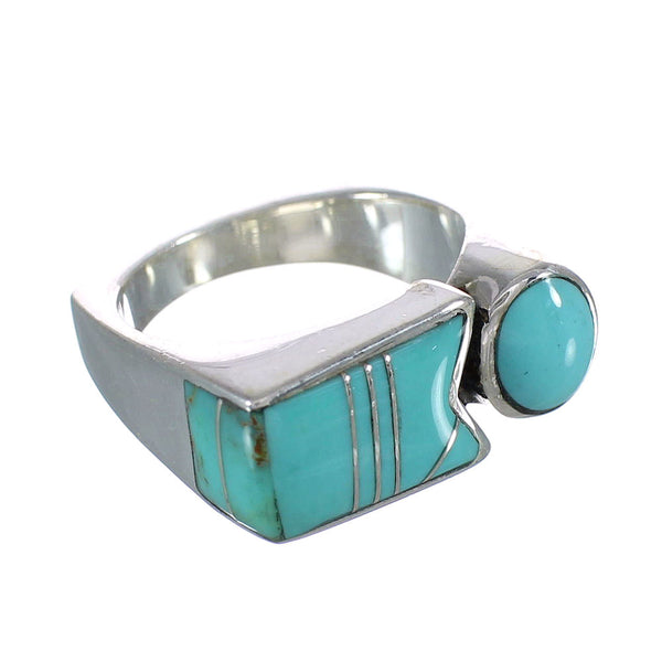 Silver Jewelry Southwest Turquoise Ring Size 6 AX90647