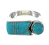Turquoise Inlay Southwestern Sterling Silver Ring Size 8-1/4 AX90795