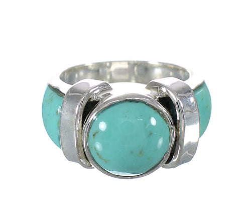 Turquoise Inlay Silver Southwestern Ring Size 4-1/2 AX90946