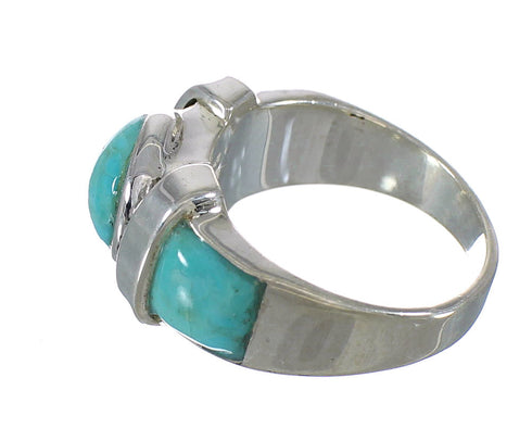 Silver Southwestern Turquoise Ring Size 7-3/4 AX90952