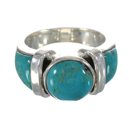 Genuine Sterling Silver Turquoise Ring Size 7-1/2 AX90966