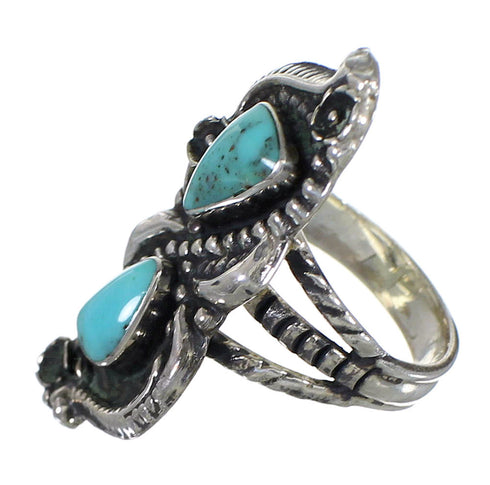 Authentic Sterling Silver Turquoise Jewelry Ring Size 4-1/4 FX93343