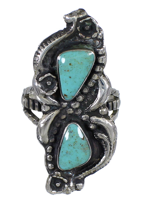 Southwest Sterling Silver Turquoise Ring Size 4-1/4 FX93348