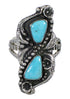 Genuine Sterling Silver Turquoise Jewelry Ring Size 4-1/4 FX93367