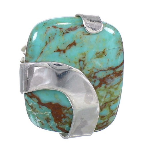Authentic Sterling Silver Southwestern Turquoise Ring Size 7-1/4 RX88763