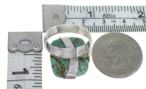 Authentic Sterling Silver Southwestern Turquoise Ring Size 7-1/4 RX88763