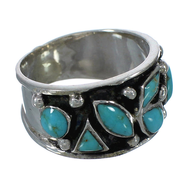 Genuine Sterling Silver Turquoise Ring Size 5-1/4 FX91353