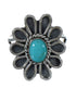 Turquoise Genuine Sterling Silver Flower Ring Size 7-1/4 YX90443