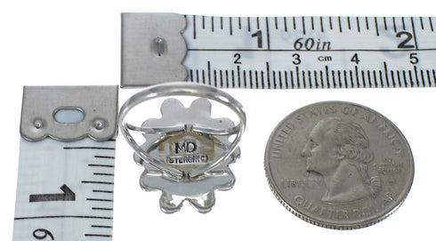 Turquoise Genuine Sterling Silver Flower Ring Size 7-1/4 YX90443