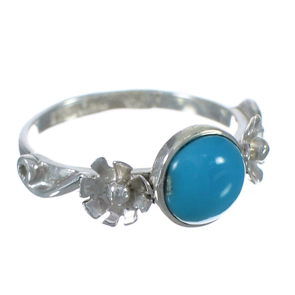 Authentic Sterling Silver Turquoise Flower Jewelry Ring Size 6-1/2 FX91365