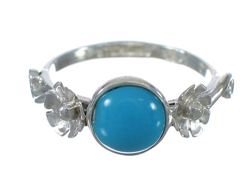 Southwest Sterling Silver Turquoise Flower Ring Size 7-3/4 FX91366