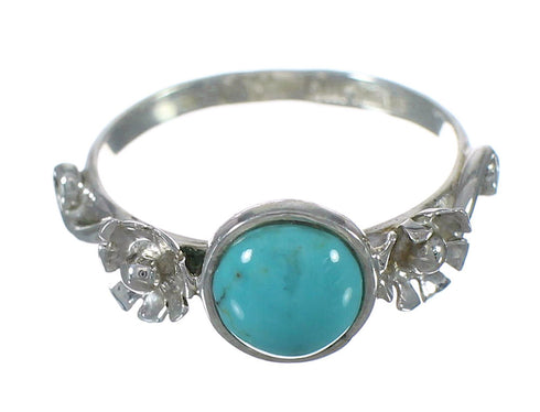Sterling Silver Turquoise Flower Jewelry Ring Size 5-1/2 FX91381