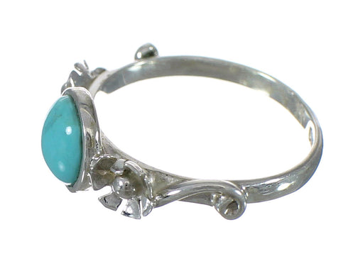 Authentic Sterling Silver Turquoise Flower Jewelry Ring Size 5 FX91380