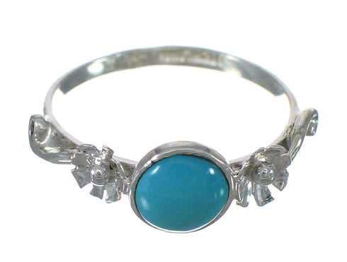 Sterling Silver Turquoise Flower Jewelry Ring Size 5-1/2 FX91391