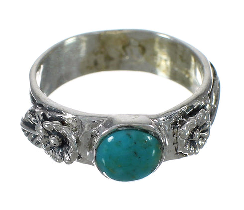 Flower Turquoise Silver Southwestern Ring Size 5 YX90520