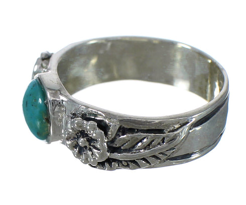 Flower Authentic Sterling Silver Turquoise Southwestern Ring Size 4-3/4 YX90517