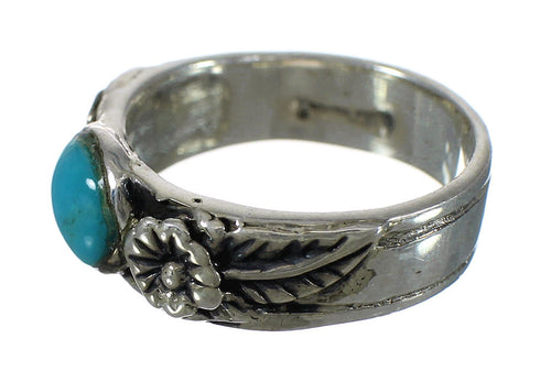 Flower Turquoise And Silver Southwest Ring Size 5-1/4 YX90648