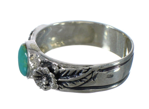 Flower Turquoise And Authentic Sterling Silver Southwestern Ring Size 8-1/4 YX90656