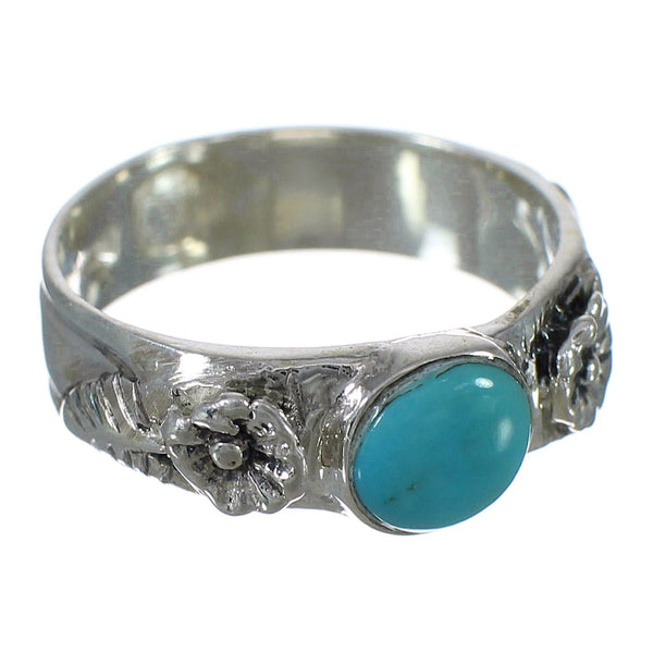 Southwest Turquoise And Silver Flower Ring Size 6-1/2 YX90671