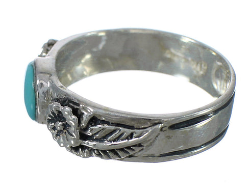 Southwest Turquoise And Sterling Silver Flower Ring Size 8 YX90673