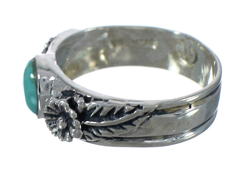 Southwestern Turquoise And Authentic Sterling Silver Flower Ring Size 7-3/4 YX90678