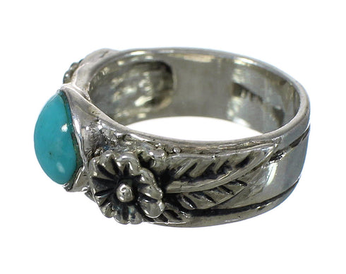 Southwest Genuine Sterling Silver Turquoise Flower Ring Size 6 YX90683