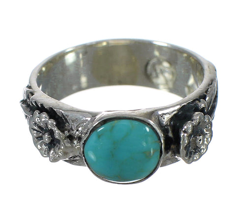 Turquoise Southwestern Genuine Sterling Silver Flower Ring Size 7-1/4 YX90705