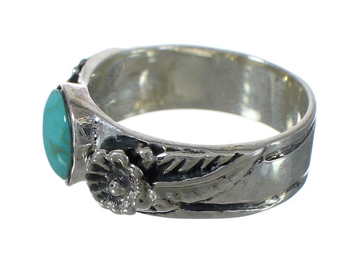 Turquoise Southwestern Genuine Sterling Silver Flower Ring Size 7-1/4 YX90705