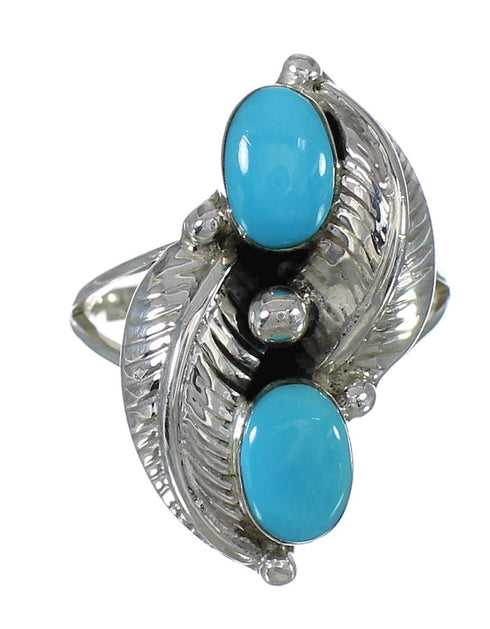 Genuine Sterling Silver Turquoise Jewelry Ring Size 5-1/4 FX91046