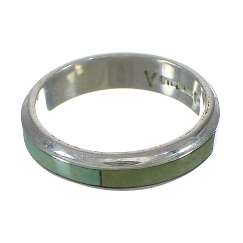 Turquoise Inlay Genuine Sterling Silver Ring Size 4-3/4 AX93088