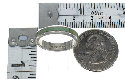 Turquoise Inlay Genuine Sterling Silver Ring Size 4-3/4 AX93088