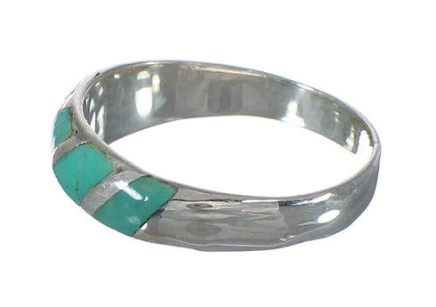 Genuine Sterling Silver Turquoise Inlay Southwestern Ring Size 4-3/4 AX93113