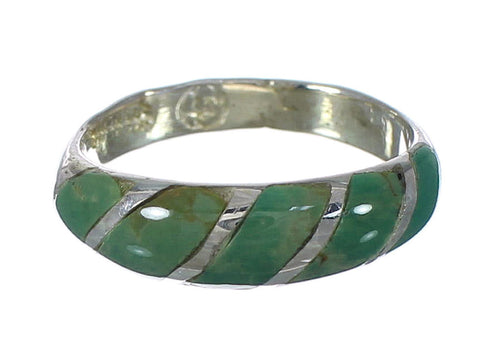 Silver Southwest Turquoise Inlay Ring Size 8-3/4 AX93122