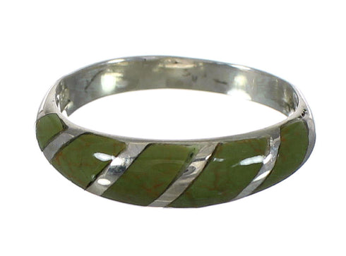 Turquoise Inlay Southwest Jewelry Genuine Sterling Silver Ring Size 7-3/4 AX93136