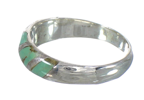 Turquoise Inlay Southwest Silver Ring Size 8-1/4 AX93148