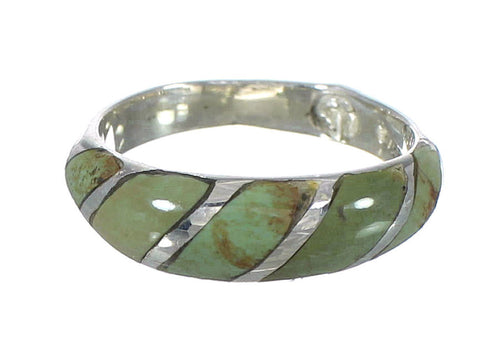 Turquoise Inlay Southwest Genuine Sterling Silver Ring Size 5-1/2 AX93212