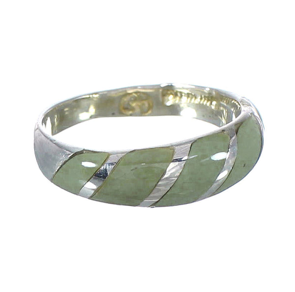 Turquoise Inlay Silver Jewelry Southwestern Ring Size 8-1/4 AX93222