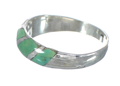 Turquoise Inlay Jewelry Southwestern Sterling Silver Ring Size 6-1/2 AX93231