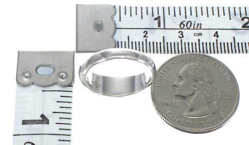 Southwest Jewelry Genuine Sterling Silver Turquoise Inlay Ring Size 7 AX93234