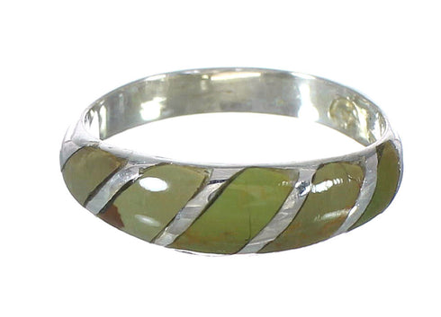 Silver Turquoise Inlay Southwestern Ring Size 8-1/4 AX93249