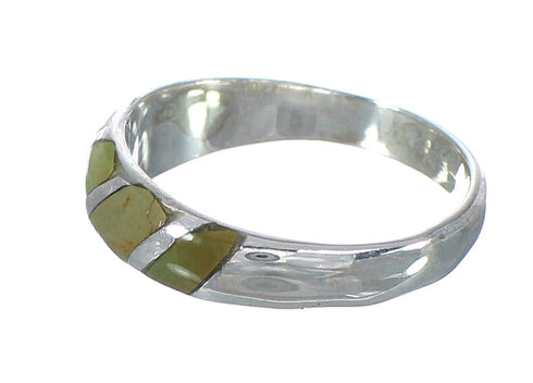 Silver Turquoise Inlay Southwestern Ring Size 8-1/4 AX93249