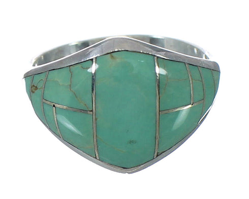 Authentic Sterling Silver Turquoise Inlay Ring Size 6-1/2 AX92827